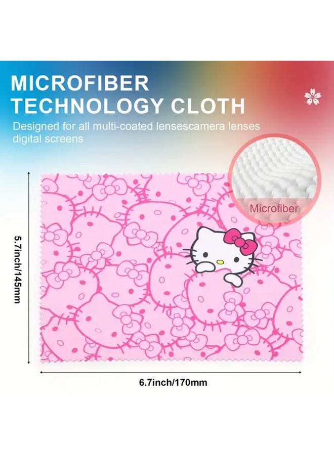 3 Pieces Hello Kitty Glasses Cloth Pink Cat Design Ultra fine Fiber Cleaning Cloth - Image 5