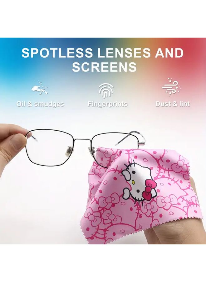3 Pieces Hello Kitty Glasses Cloth Pink Cat Design Ultra fine Fiber Cleaning Cloth - Image 2