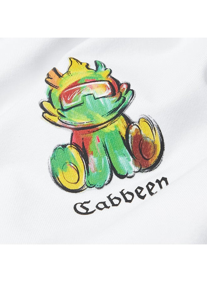 Cabbeen Solona Cool Feeling T-shirt 24 Summer Creative Cartoon Dragon Print Short Sleeve Trend Bleached White 02 48 - Image 1