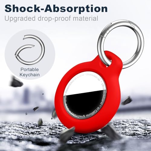 MOLOSLEEVE [2 Pack] Holder for Airtag 2nd Gen (2026) & 1st with Keychain, Shockproof GPS Cover Anti-Scratch Key Chain for Air Tags, Accessories for GPS Item Tracker Cases for Bags, Black + Red - Image 5