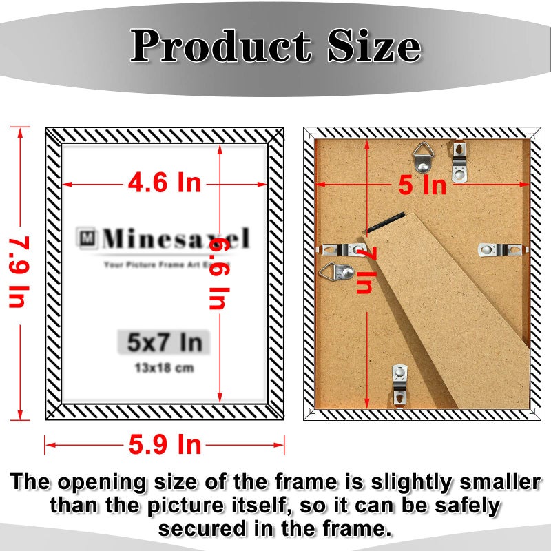 MINESAXEL 8x10 إطار الصورة مجموعة من 5 جدار معرض 8 × 10 إطارات الصور المتلألئة الإطار الفني الملون للجدار أو الطاولة - Image 3