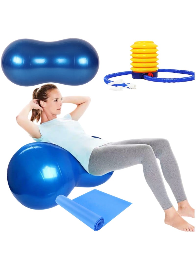 نوفولان كرة اليوجا من NOVOLAN - كرة استقرار على شكل حبة الفول السوداني لتدريب التوازن وقوة الجذع - كرة تمارين مضادة للانفجار للمنزل واللياقة البدنية في صالة الألعاب الرياضية - تتضمن مضخة وشريط تمدد اليوجا (45 × 90 سم) - Image 1