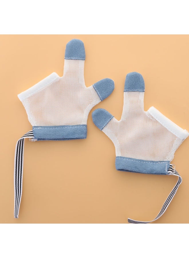 قفازات علاجية مضادة لمص إبهام الطفل، ومضادة لأكل الأصابع، ومضادة لخدش الوجه، ومص الأصابع للأطفال الرضع - أزرق - Image 1