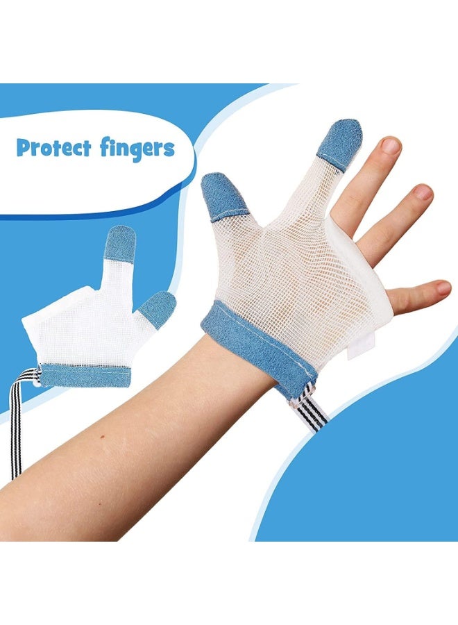 قفازات علاجية مضادة لمص إبهام الطفل، ومضادة لأكل الأصابع، ومضادة لخدش الوجه، ومص الأصابع للأطفال الرضع - أزرق - Image 4