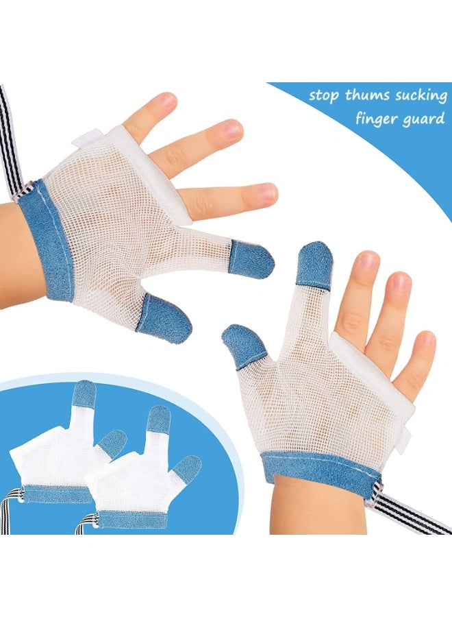 قفازات علاجية مضادة لمص إبهام الطفل، ومضادة لأكل الأصابع، ومضادة لخدش الوجه، ومص الأصابع للأطفال الرضع - أزرق - Image 5