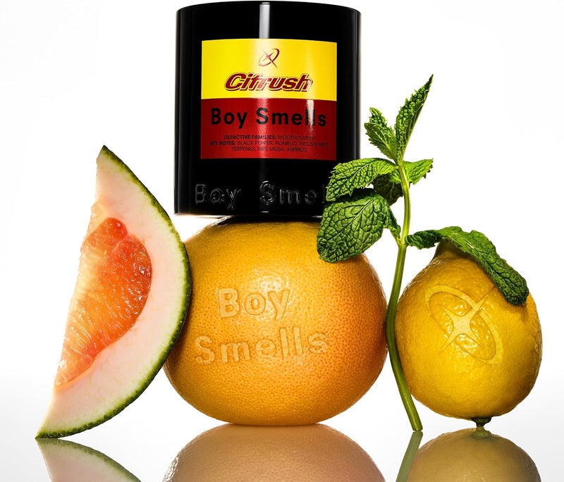 Boy Smells Citrush Candle – Bright Citrus Aroma – Warm Musk Finish – Pomelo Oil – Clean Burning Scented Candle – Long-Lasting Fragrance Throw – Vegan Soy Wax Blend – 8.5oz Glass Jar - Image 4