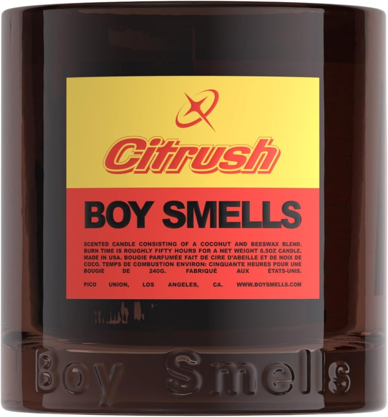 Boy Smells Citrush Candle – Bright Citrus Aroma – Warm Musk Finish – Pomelo Oil – Clean Burning Scented Candle – Long-Lasting Fragrance Throw – Vegan Soy Wax Blend – 8.5oz Glass Jar - Image 1
