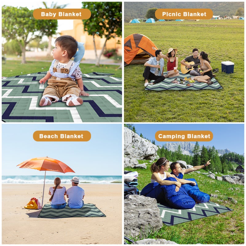 Picnic Blanket: 78.7" X 78.7" 3-Layer Thickened Waterproof Fabric - Foldable Lightweight Machine Washable Beach Blanket for Outdoor Camping Picnic Travel Beach Activities - Image 4