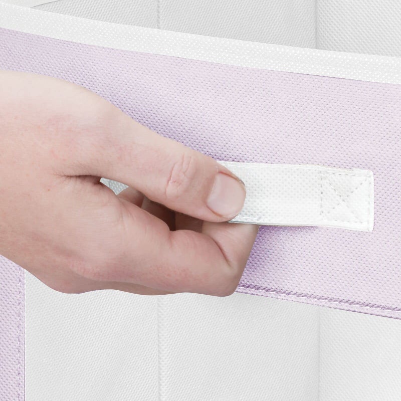 mDesign Fabric Nursery/Playroom Closet Storage Organizer Bin Box with Front Handle/Window for Cube Furniture Shelving Units, Hold Toys, Clothes, Diapers, Bibs, Jane Collection, 6 Pack, Lt Purple/White - Image 4