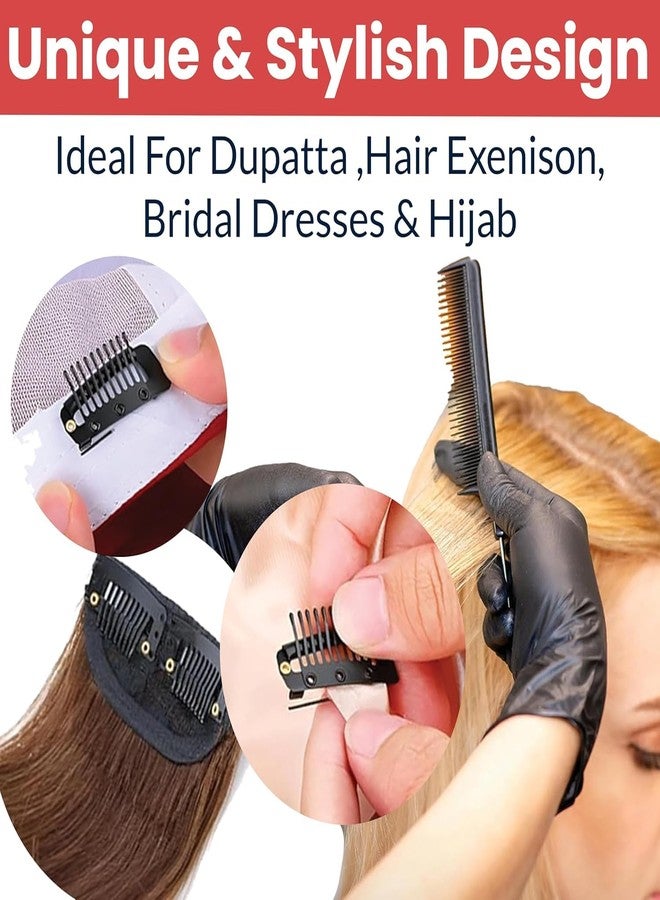 Cart Log CartLog Dupatta Clips for Brides | Bridal Saree Pallu Chunni Setting Holding Safety Pin for Head |Bridal Dupatta Holder Clips for Secure Saree & Lehenga Draping (black color) Pack of 3 - Image 3