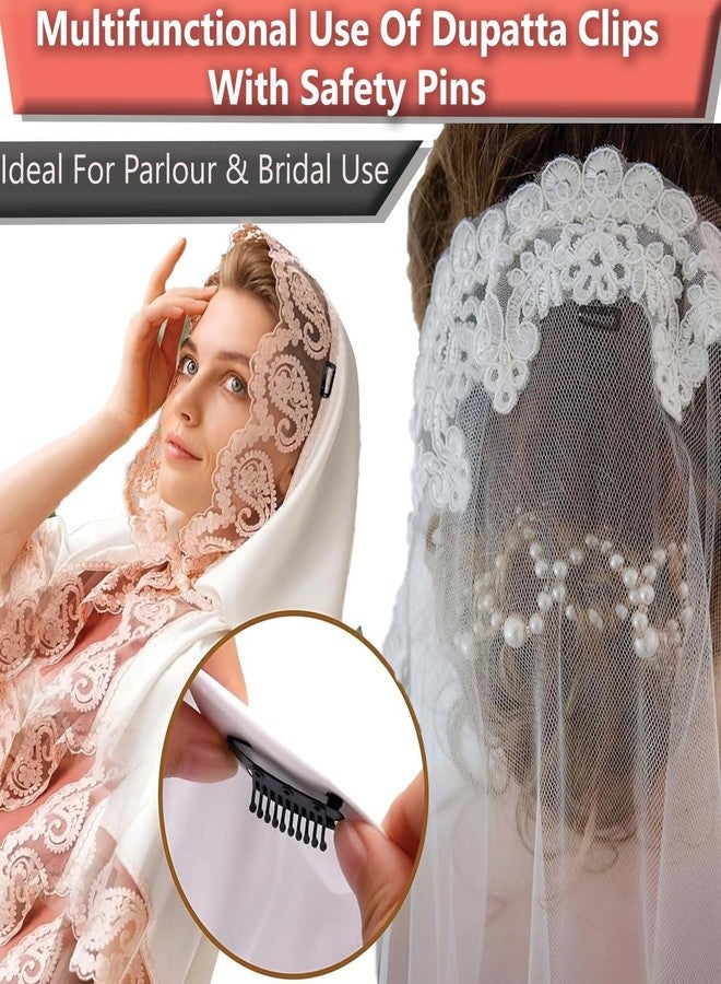 Cart Log CartLog Dupatta Clips for Brides | Bridal Saree Pallu Chunni Setting Holding Safety Pin for Head |Bridal Dupatta Holder Clips for Secure Saree & Lehenga Draping (black color) Pack of 3 - Image 5