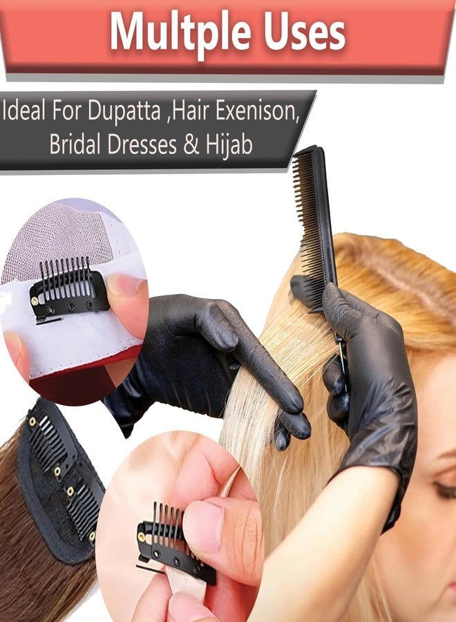 Cart Log CartLog Dupatta Clips for Brides | Bridal Saree Pallu Chunni Setting Holding Safety Pin for Head |Bridal Dupatta Holder Clips for Secure Saree & Lehenga Draping (black color) Pack of 3 - Image 2