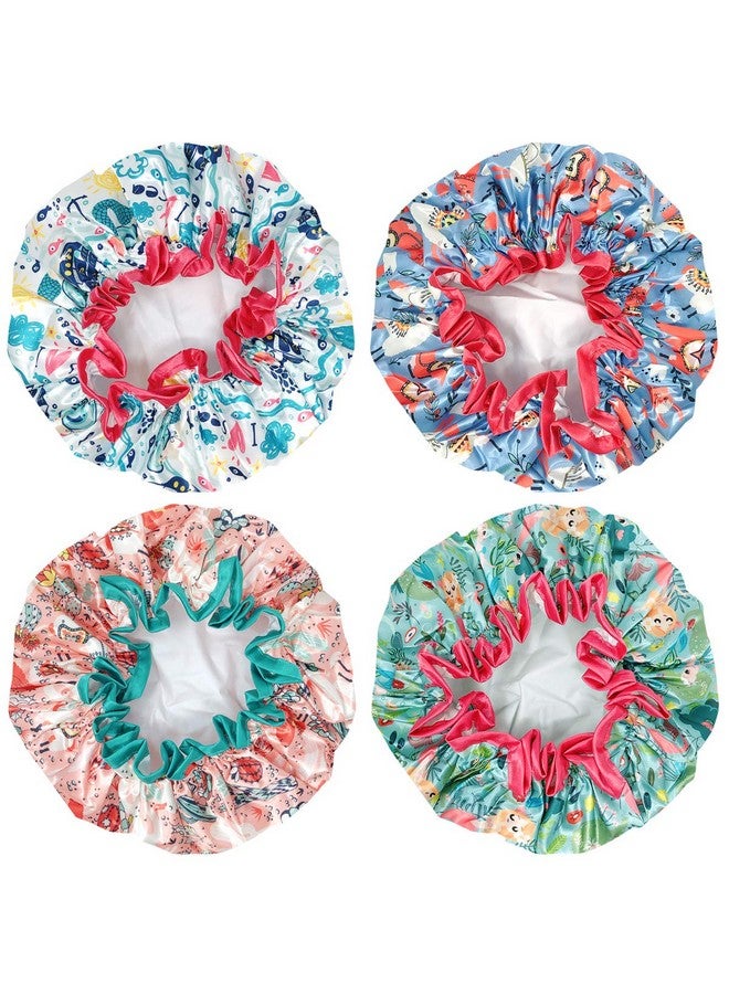 Wrapables ® Stylish Double Layer Waterproof Shower Caps (Set Of 4)Llamas & Ocean Fun - Image 2