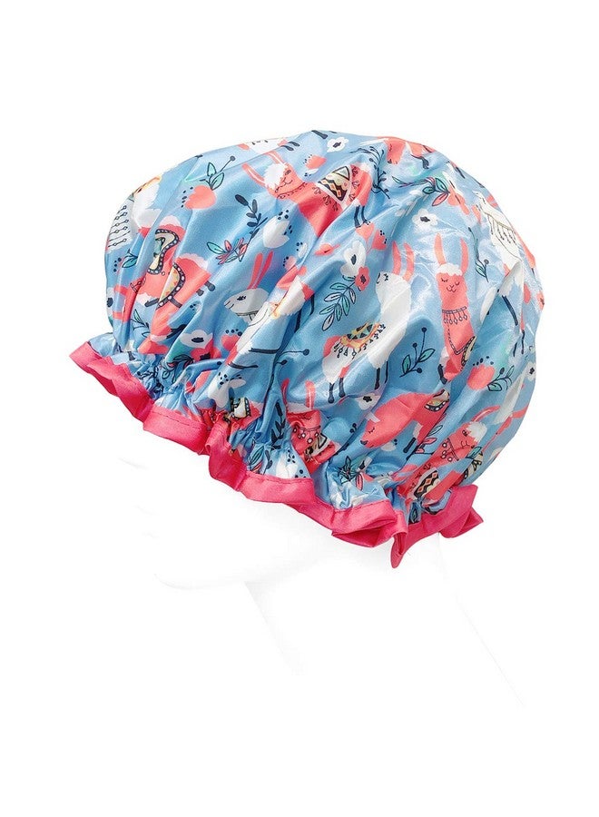 Wrapables ® Stylish Double Layer Waterproof Shower Caps (Set Of 4)Llamas & Ocean Fun - Image 5