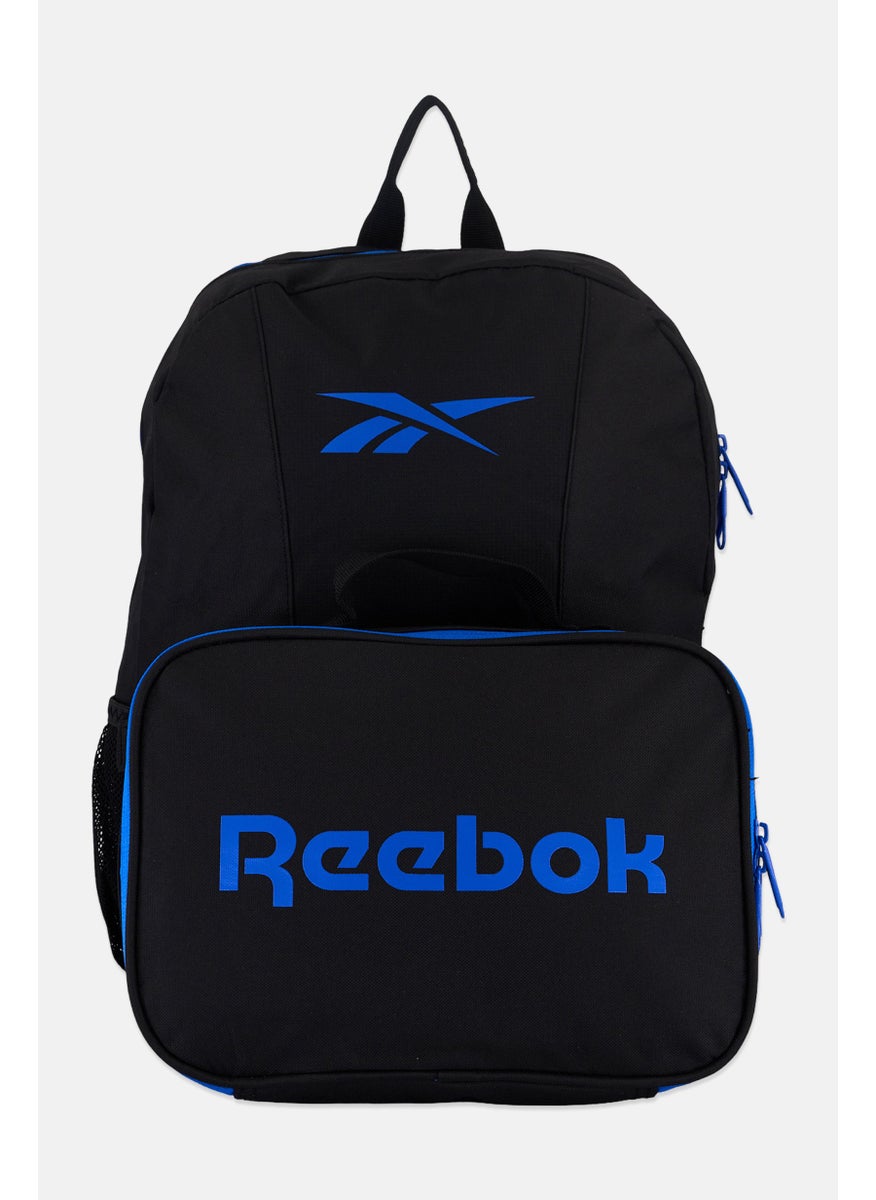 Reebok Men 2 Pcs Brand Logo Backpack And Lunch Bag 41 H x 29 L x 8 W cm, Black  - Image 1
