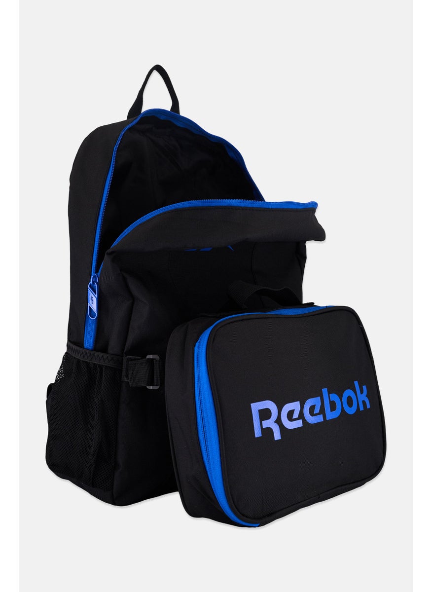 Reebok Men 2 Pcs Brand Logo Backpack And Lunch Bag 41 H x 29 L x 8 W cm, Black  - Image 3