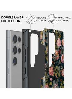 BURGA BURGA Phone Case Compatible with Samsung Galaxy S24 Ultra Mobile Phone Case Hybrid 2 Layer Hard Shell Silicone Protective Case Bloomy Garden Vintage Scratch Resistant Shockproof Cover  - Image 2