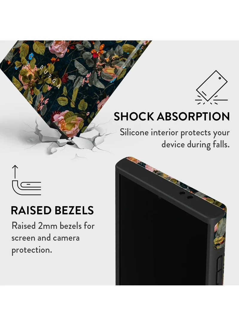 BURGA BURGA Phone Case Compatible with Samsung Galaxy S24 Ultra Mobile Phone Case Hybrid 2 Layer Hard Shell Silicone Protective Case Bloomy Garden Vintage Scratch Resistant Shockproof Cover