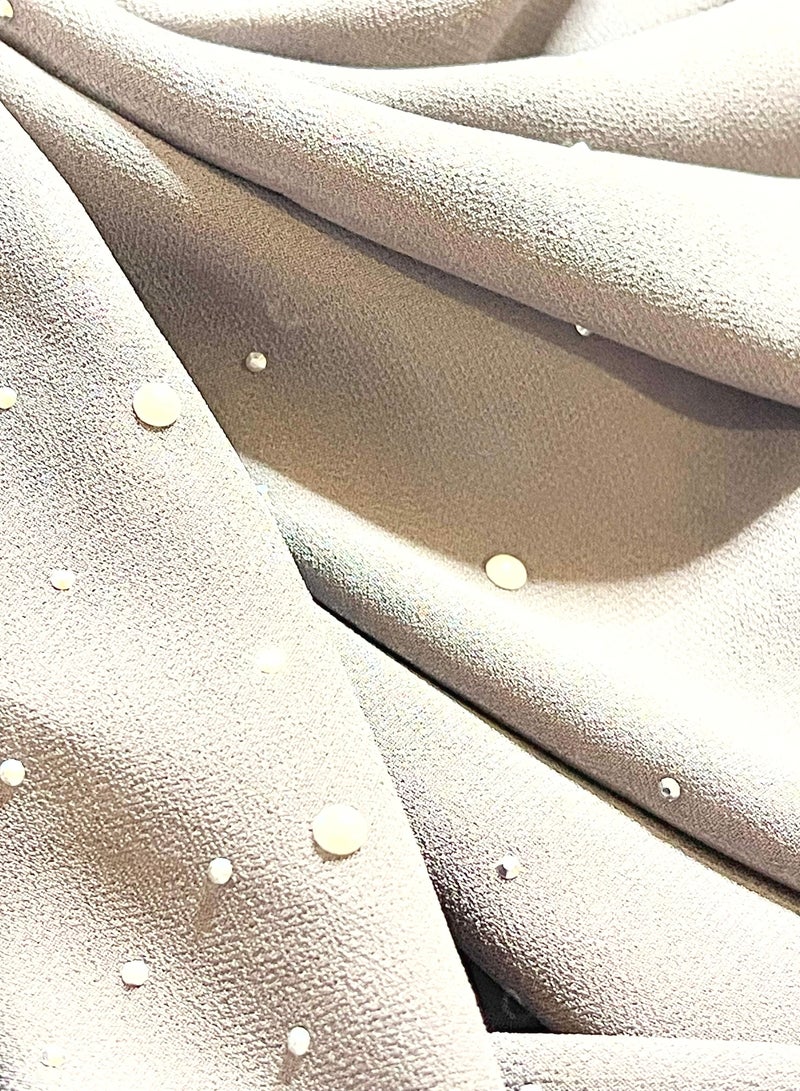 سولوباي حجاب شيفون أنيق مع أحجار الراين اللامعة، لون وردي ضبابي، 72 × 150 سم، وشاح - Image 3