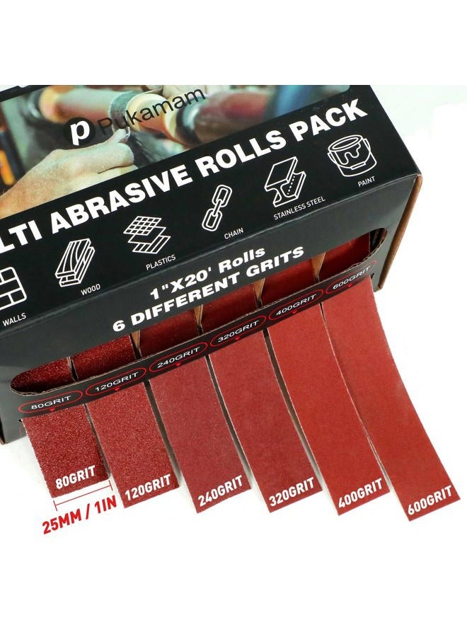 Pukamam Emery Cloth Roll, 6 Grits Sandpaper Roll 80 120 240 320 400 600 Emery Cloth for Metal, Wood, Automotive Furniture, Wet/Dry Sanding Paper with Dispenser, 6 Meters Per Roll - Image 2