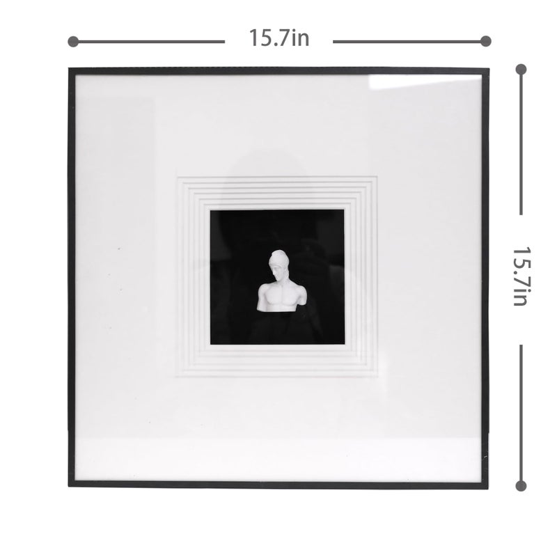 Jhumeg Sculpture Wall Art,French Vintage Decor with Framed,Aesthetic Black Paintings for Home Living Room Bedroom Office and House Gallery artworkï¼ˆ15.8x15.8inï¼‰ - Image 3