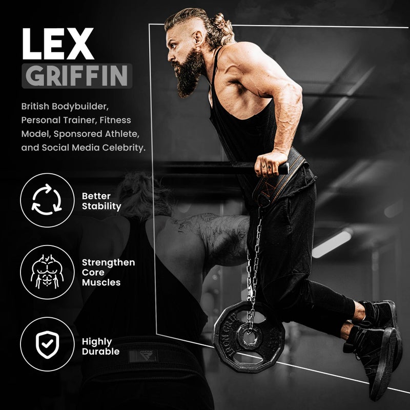 RDX Dip Belt for Weight Lifting, Heavy Duty 36 Inch Adjustable Steel Chain, Dipping Belt Chin Pull Ups Gym Training Bodybuilding Powerlifting Fitness Workout, 6â€ Padded Neoprene Back Support Men Women - Image 4
