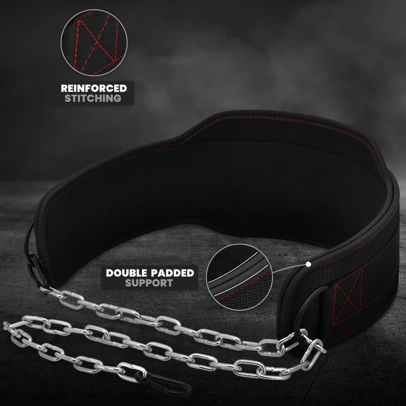RDX Dip Belt for Weight Lifting, Heavy Duty 36 Inch Adjustable Steel Chain, Dipping Belt Chin Pull Ups Gym Training Bodybuilding Powerlifting Fitness Workout, 6â€ Padded Neoprene Back Support Men Women - Image 5