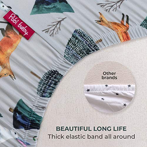 Pobibaby Pobi Baby - Premium Fitted Crib Sheets for Standard Crib Mattress - Ultra-Soft Cotton Blend, Stylish Woodland Pattern, Safe and Snug for Baby (Magical-Woods) - Image 5