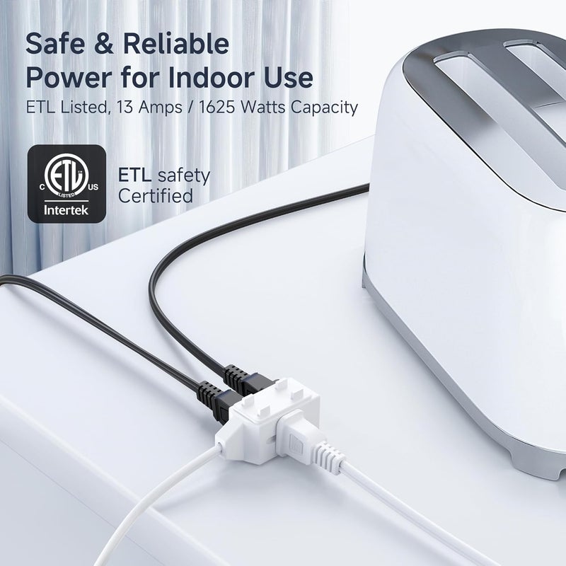 Cable Matters 2-Pack 16AWG 2-Prong Extension Cord (3 Outlet Extension Cord) with White Tamper Protector in 6 Feet - Image 4