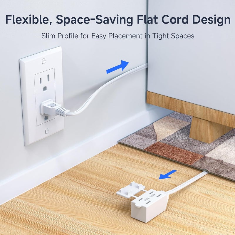 Cable Matters 2-Pack 16AWG 2-Prong Extension Cord (3 Outlet Extension Cord) with White Tamper Protector in 6 Feet - Image 3