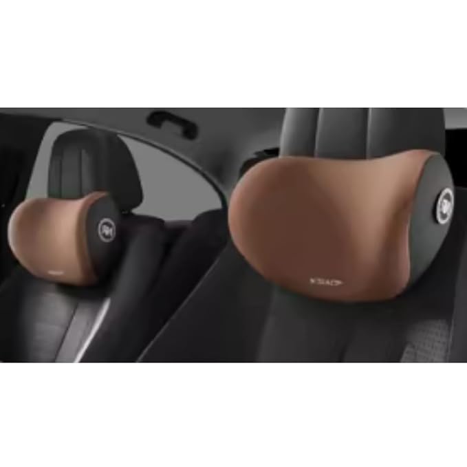 CRENTILA Car Neck Pillow,Neck Pain Relief for Long Drive Car Seat Back Head Rest Memory Foam Pillow for Driving with Adjustable Strap,and Breathable Removable Cover (Brown)(1pcs) - Image 1