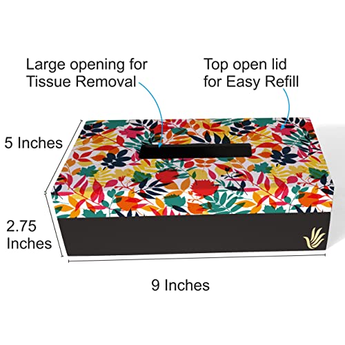 BRAHMA DESIGN Tissue Paper Holder | Autumn Leaves | Wooden Tissue Paper Box & Tissue Holder | Tissue Box for Home | Car Tissue Holder | Refillable Tissue Box for Car | Size 9" x 5" x 2.75" - Image 3
