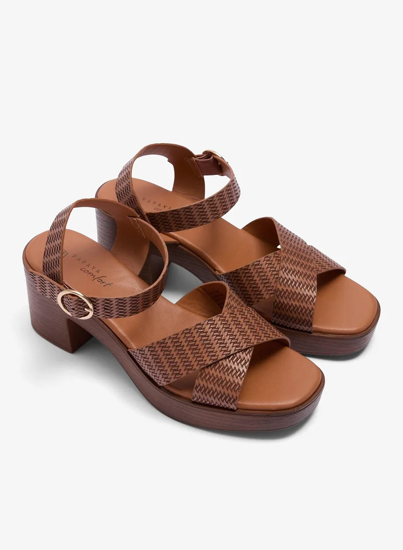 Matalan Tan Clog Block Heel Sandals