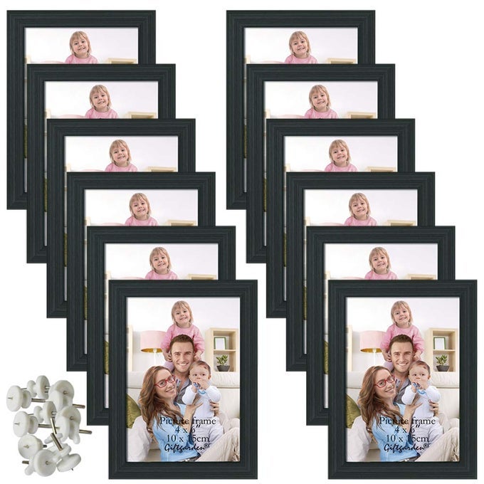 4X6 PICTURE FRAME BLACK 4 X 6 PHOTO FRAMES BULK FOR WALL OR TABLETOP SET OF 12