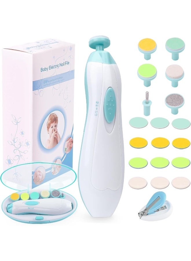 Consevisen Baby Nail Trimmer Electric Nail File Baby Nail Clippers, 20 in 1 Safe Nail Filer Grinder Kit for Newborn Infant Toddler Kids or Adults Toes Fingernails Care Trim Polish, Led Light and Grinding Heads - Image 1