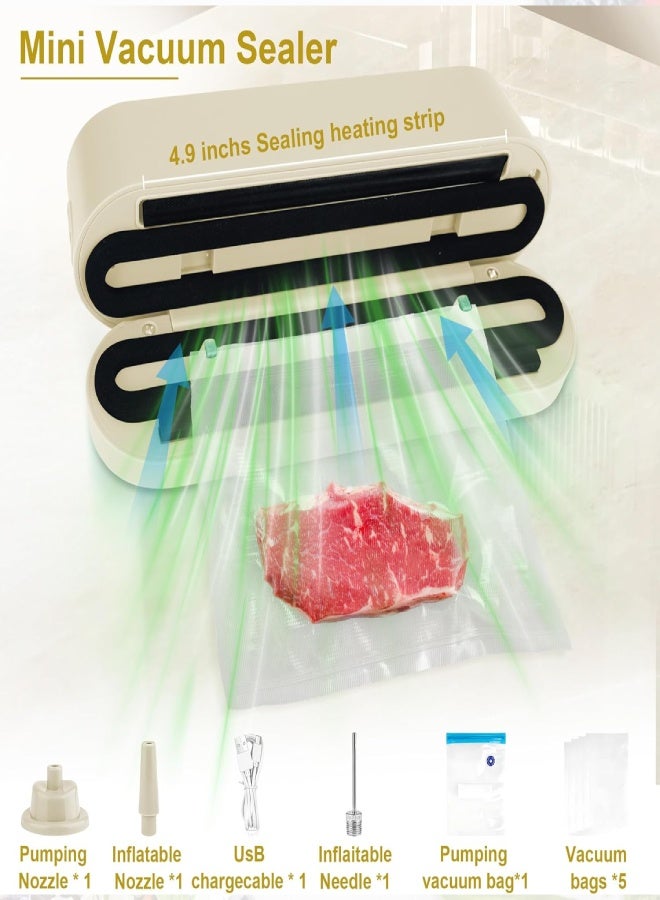 AROAQ Mini Bag Sealer, 3 in 1 Heat Sealer, Vacuum Sealer for Dry/Moist Food, 40-60 Vacuum Sealing Uses, Portable Rechargeable Chip Bag Sealer for Food Storage - Image 4