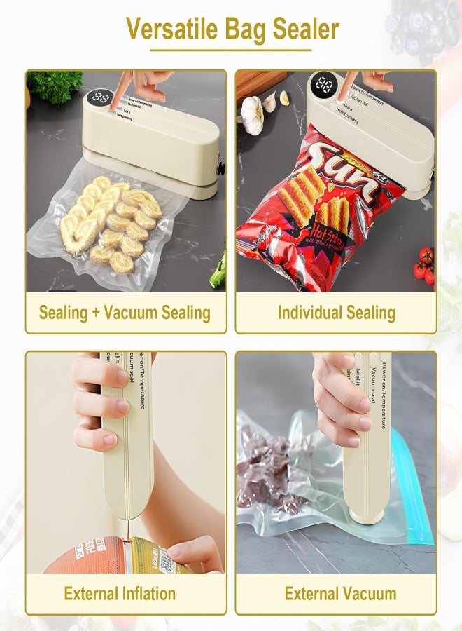 AROAQ Mini Bag Sealer, 3 in 1 Heat Sealer, Vacuum Sealer for Dry/Moist Food, 40-60 Vacuum Sealing Uses, Portable Rechargeable Chip Bag Sealer for Food Storage - Image 5