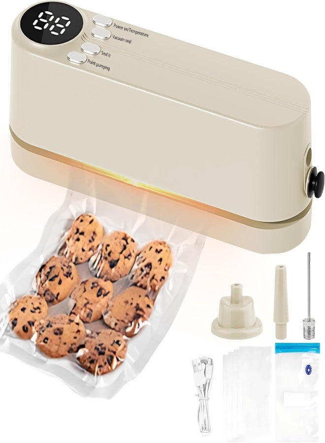 AROAQ Mini Bag Sealer, 3 in 1 Heat Sealer, Vacuum Sealer for Dry/Moist Food, 40-60 Vacuum Sealing Uses, Portable Rechargeable Chip Bag Sealer for Food Storage - Image 1