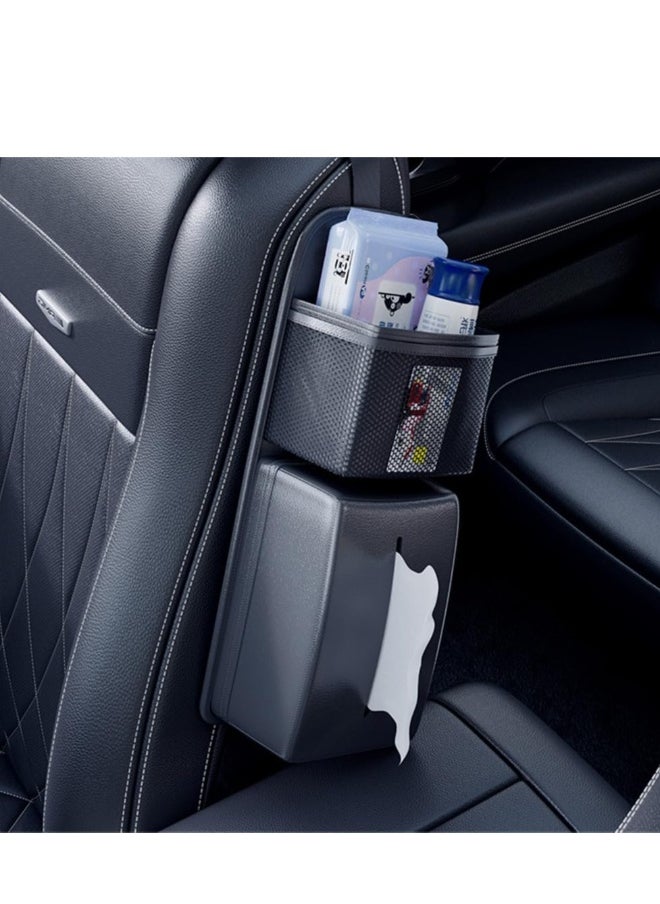 Generic Car Tissue Holder, PU Leather Car Tissue Holder with Storage Box, Car Leather Napkin Box, Car Armrest Box Tissue Holder, Black, 1 Pcs  - Image 4