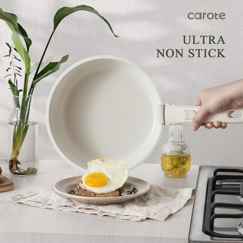 CAROTE Non Stick Cookware Set, 17pcs Pots and Pans Set, Kitchen Set, Oven/Fridge Safe, Space Saving Cooking Pots Set, Nonstick Set with Versatile Detachable Handle, Induction RV Set - Image 3
