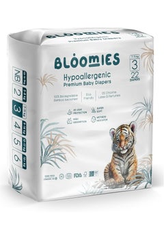 Bloomies Premium Baby Diapers with wetness indicator | Eco-friendly and Hypoallergenic Nappies Made with 100% Bamboo Size 3 for babies 7-11kg x 22pcs  - Image 1