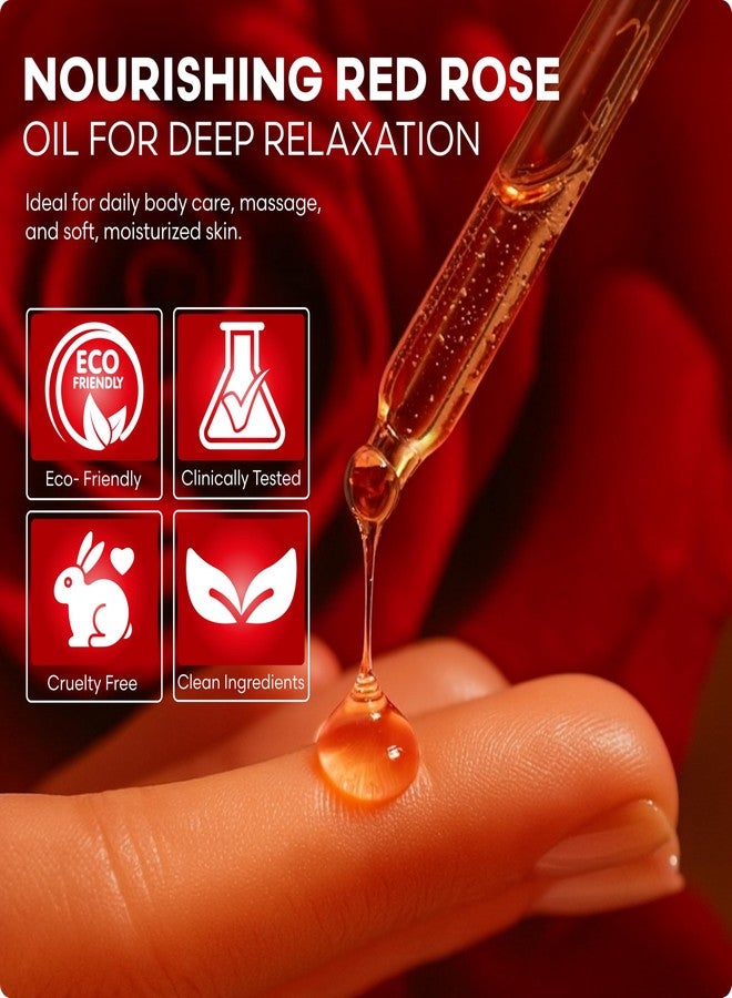 بروكستون زيت بروكستون العطري متعدد الاستخدامات برائحة الورد الأحمر للشعر والوجه والجسم - رائحة زهرية عميقة للورد، غني بزيت ثمر الورد وزيت الخروع وزيت الزيتون (118 مل / 4 أونصة سائلة) - Image 5