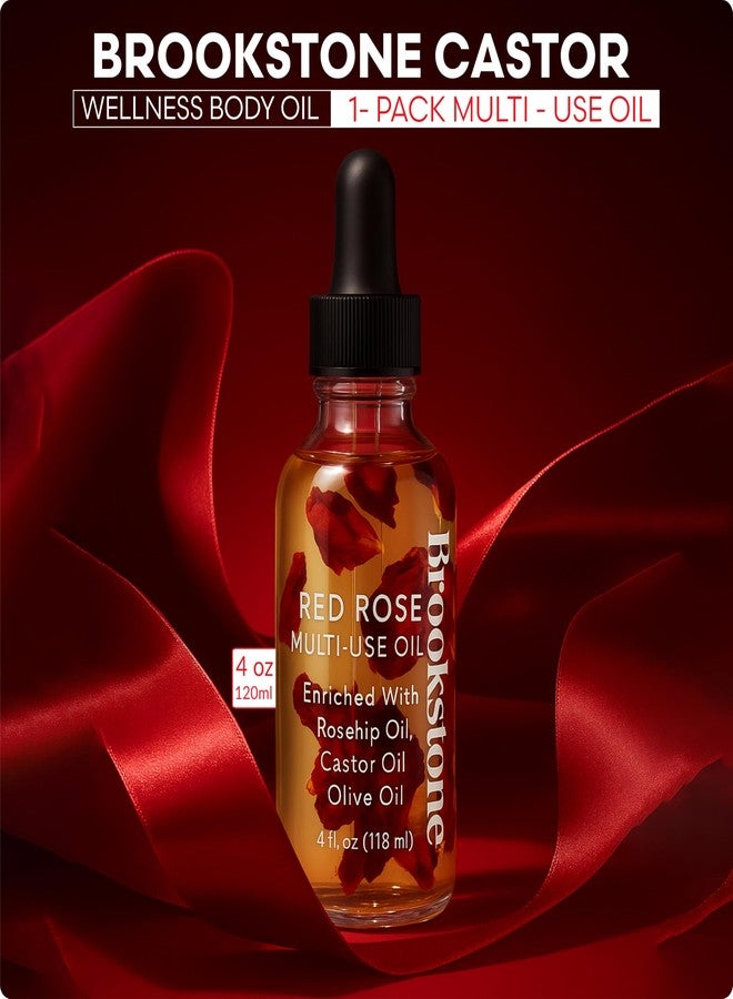 بروكستون زيت بروكستون العطري متعدد الاستخدامات برائحة الورد الأحمر للشعر والوجه والجسم - رائحة زهرية عميقة للورد، غني بزيت ثمر الورد وزيت الخروع وزيت الزيتون (118 مل / 4 أونصة سائلة) - Image 2