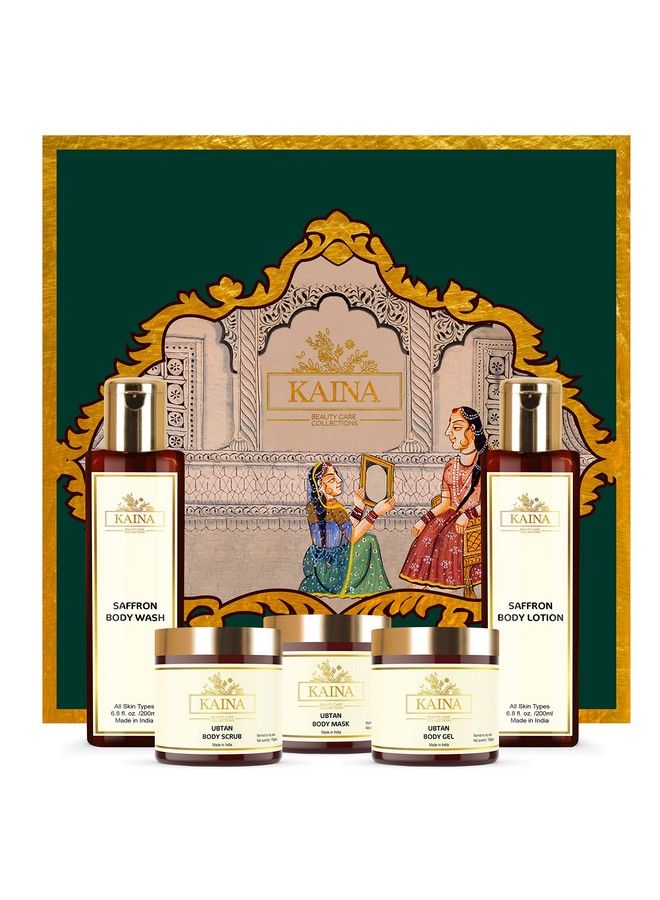 KAINA BEAUTY CARE COLLECTIONS Kaina Ubtan Body Polishing Kit For Skin Nourishing; Organic Herbs; Tan Removal; Intense Moisturization; A Combo Of Body Scrub Body Gel Body Mask Body Wash & Body Lotion  - Image 1