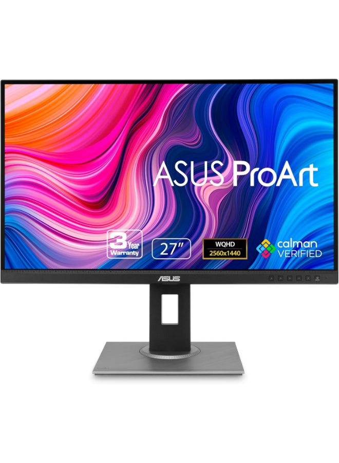 ASUS 27 inch WQHD ProArt PA278QV (2560 x 1440) Monitor, 100% sRGB/Rec. 709 ΔE < 2, IPS, DisplayPort HDMI DVI-D Mini DP, 75 Hz, Calman Verified, Eye Care, Anti-Glare | 90LM05L1-B01370 Black - Image 1