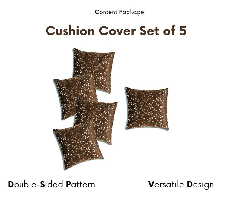RD TREND® Premium Velvet Cushion Covers Set of 5 | Soft Decorative Throw Pillow Covers for Sofa, Bed & Living Room | Cushion Cover 16 inch x 16 inch (40x40 cm) Chocolate Brown - Image 5