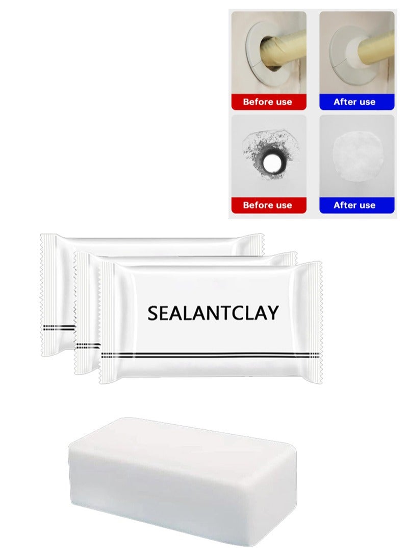 Aikanbo حزمة من 3 معجون ختم أبيض مقاوم للماء لإصلاح القناة، طين إصلاح سريع لتوصيل الصرف، فتحة الجدار، فتحة تكييف الهواء - Image 1