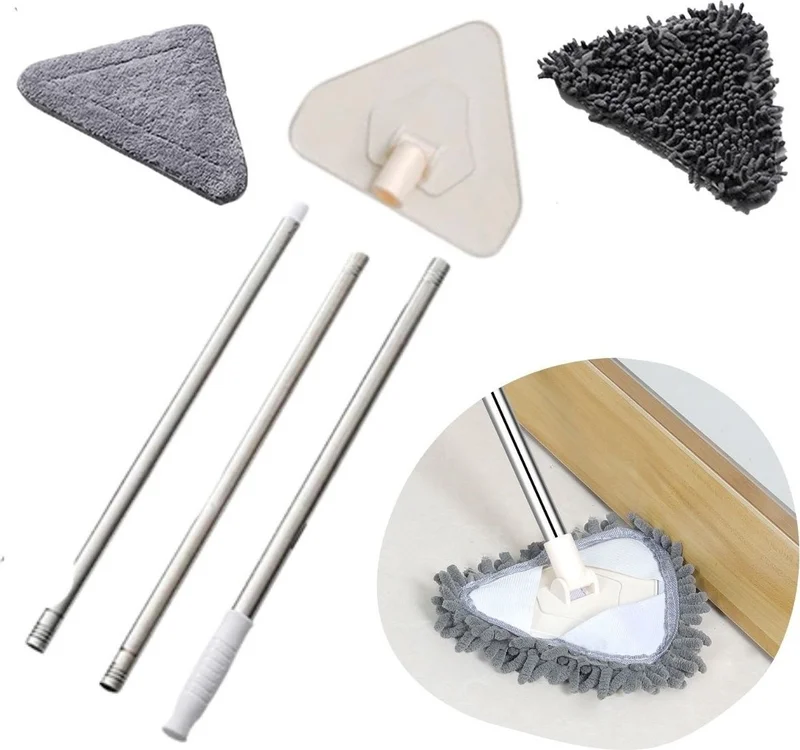 5 دي ام ® 150 cm Triangle Mop with Telescopic Handle Glass Wall Ceiling Tile Parquet Cleaner Mop
