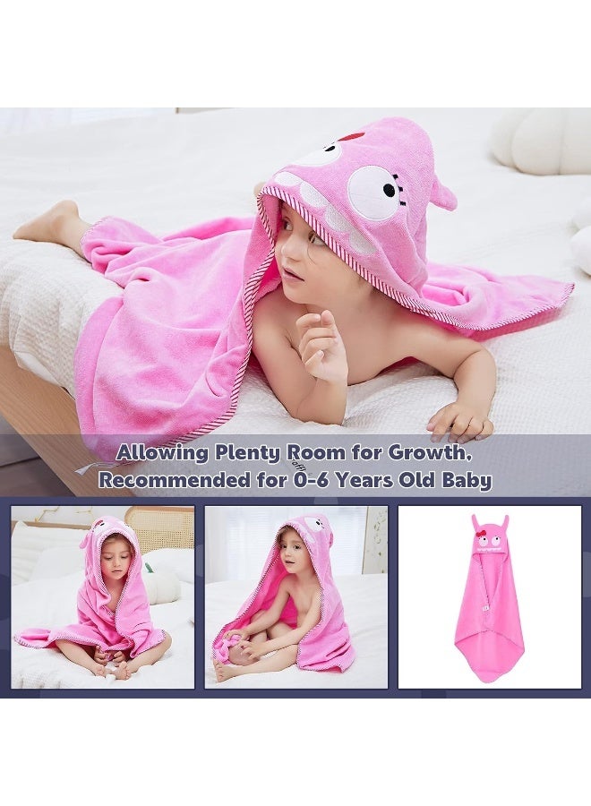 ميتشلي Animal Face Hooded Baby Towel Cotton Bathrobe For Boys Girls 0-6 Year Pink - Image 2