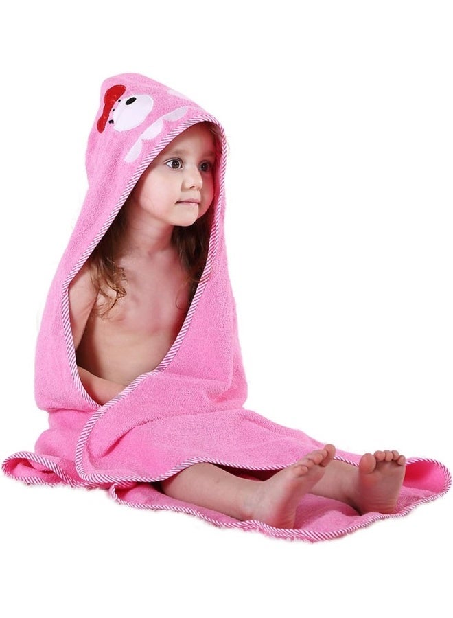 ميتشلي Animal Face Hooded Baby Towel Cotton Bathrobe For Boys Girls 0-6 Year Pink - Image 1
